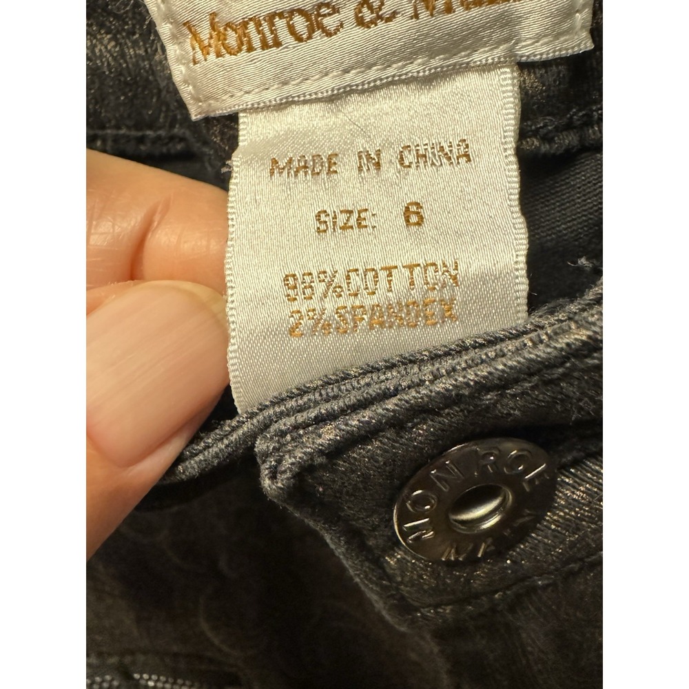 Monroe & Main Black‎ and Gold Paisley Print Women's Pants Size 6 NWOT Gothcore - Picture 8 of 12